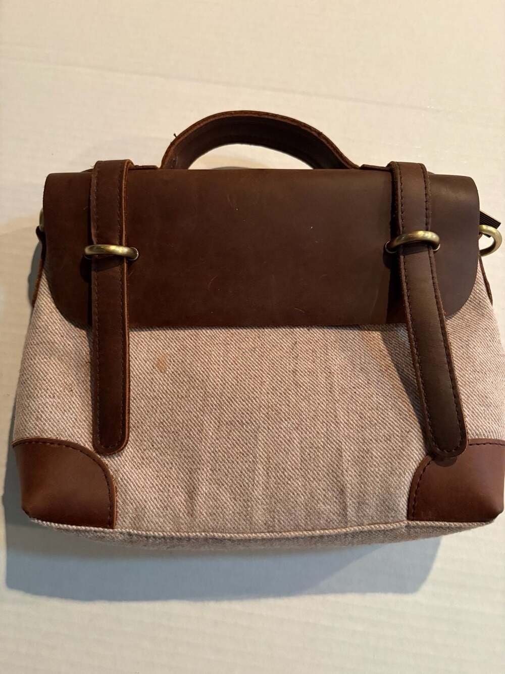 Jesslyn Blake Canvas and Leather Messenger Satchel Bag